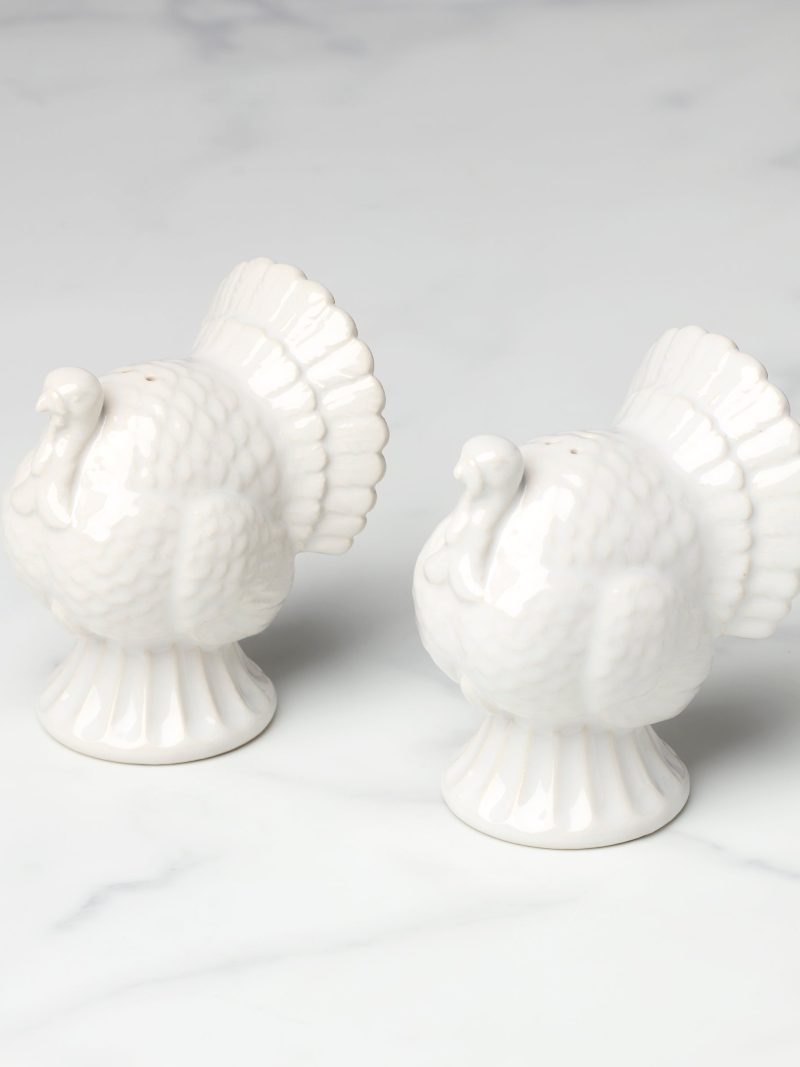 French Perle Carved Turkey Salt & Pepper Set